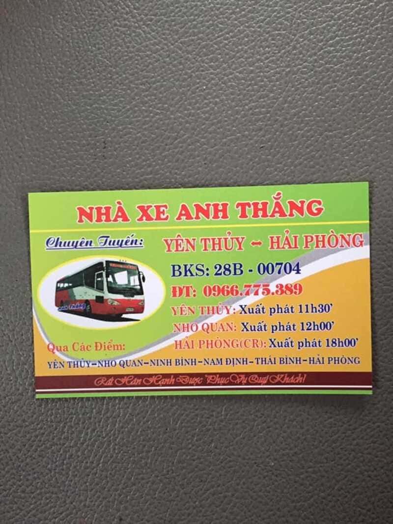 Nhà xe Anh Thắng Nho Quan Ninh Bình Quảng Ninh Hải Phòng