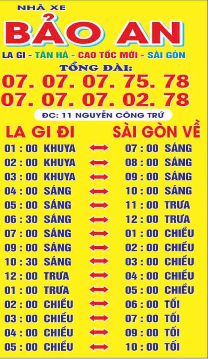 Nhà xe Bảo An LaGi đi Sài Gòn Tân Hà Sông Phan cao tốc mới