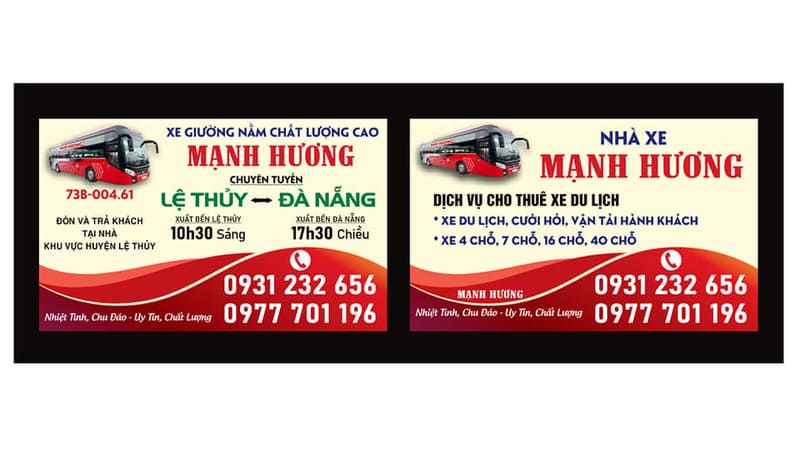 Nhà xe Mạnh Hương từ Đà Nẵng đi Lệ Thủy Quảng Bình