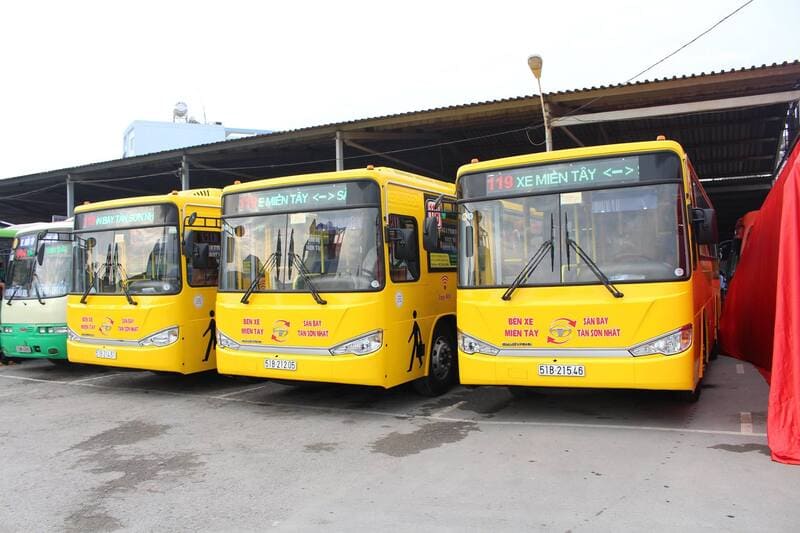 Xe buýt xe khách bến xe Miền Tây đi sân bay Tân Sơn Nhất