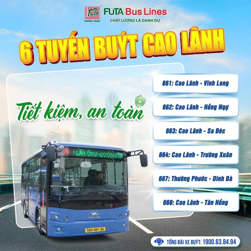 Đặt vé xe khách & tuyến xe buýt Cao Lãnh Tân Hồng 5 hãng