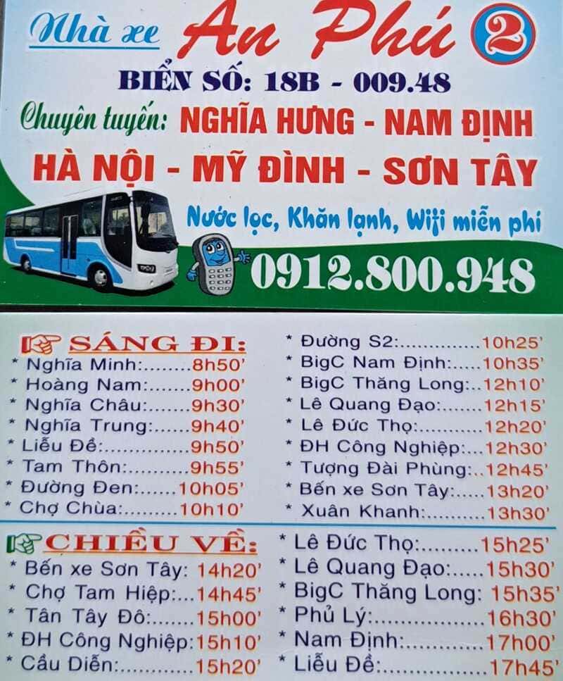 Top 12 Nhà xe Nam Định Sơn Tây số điện thoại & giá vé