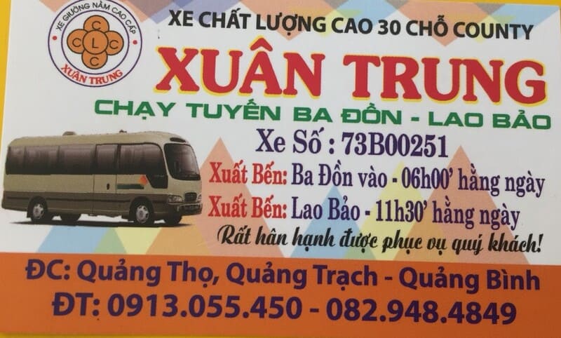 Đặt vé xe Quảng Bình đi Lao Bảo với 18 hãng tốt nhất